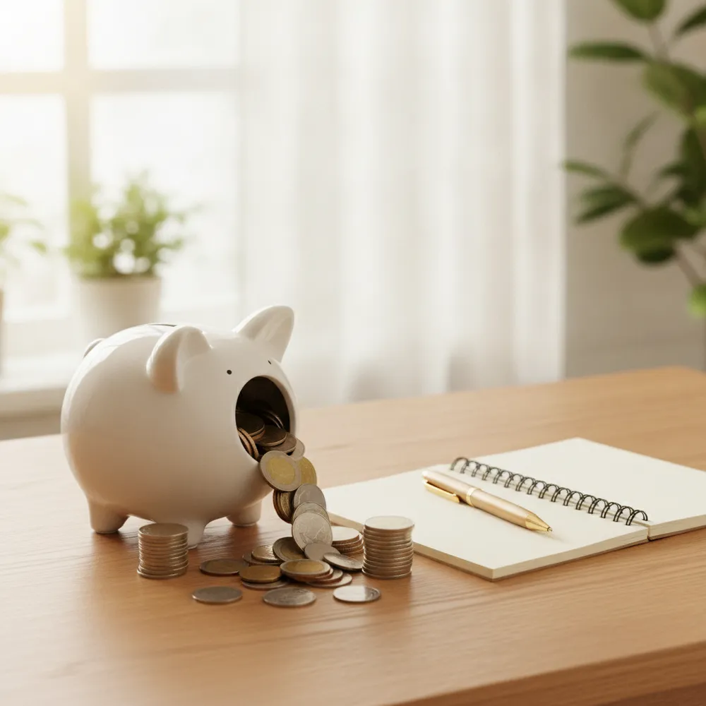 Tirelire et budget pour épargner avec un petit salaire